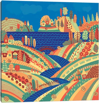 Village On The Hill Canvas Art Print - Alisa Galitsyna