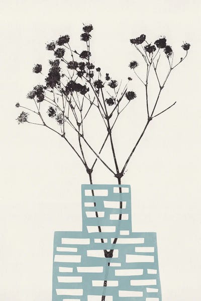 Gypsophila In A Blue Vase by Alisa Galitsyna framed canvas print