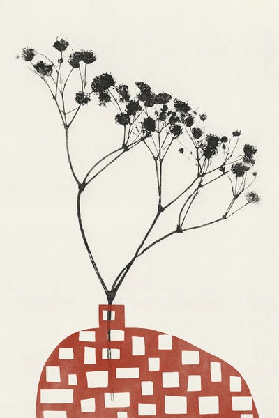 Gypsophila In A Red Vase by Alisa Galitsyna framed canvas print