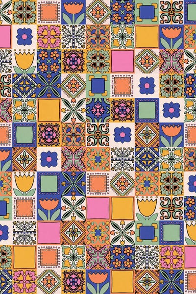 Hand Drawn Floral Patchwork by Alisa Galitsyna framed canvas print