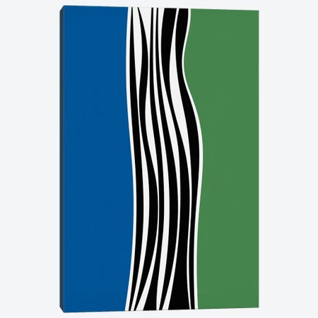 Irregular Shapes & Stripes - Blue & Green Canvas Print #ALG36} by Alisa Galitsyna Canvas Wall Art