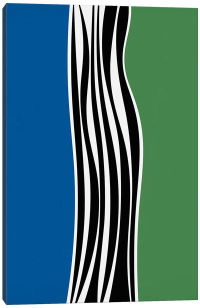 Irregular Shapes & Stripes - Blue & Green Canvas Art Print - Alisa Galitsyna