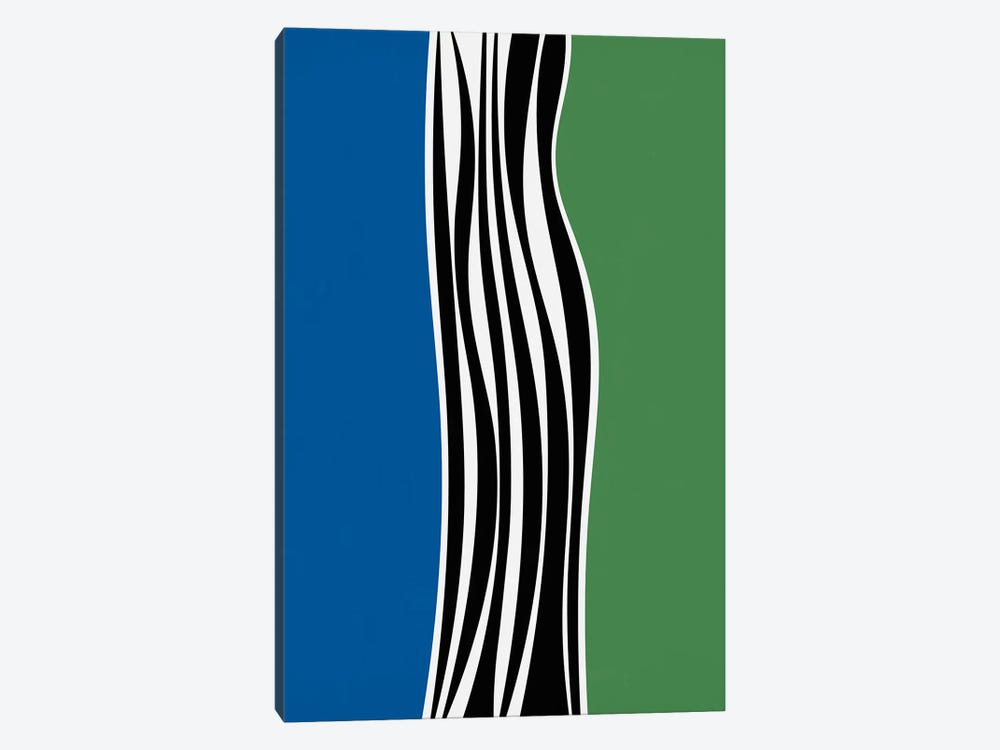 Irregular Shapes & Stripes - Blue & Green by Alisa Galitsyna 1-piece Canvas Print