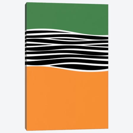 Irregular Shapes & Stripes - Green & Orange Canvas Print #ALG37} by Alisa Galitsyna Canvas Art