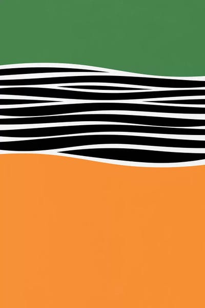Alisa Galitsyna: Irregular Shapes & Stripes - Green & Orange by Alisa Galitsyna