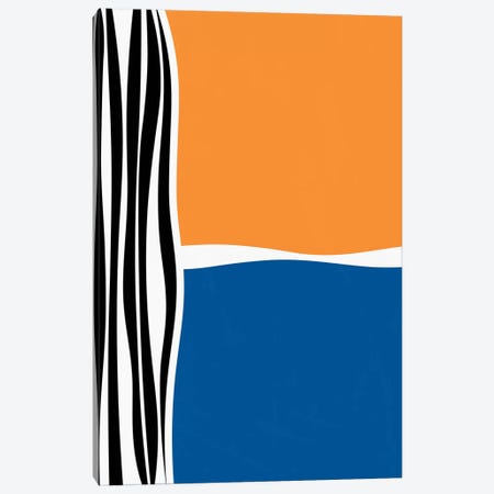 Irregular Shapes & Stripes - Orange & Blue Canvas Print #ALG38} by Alisa Galitsyna Canvas Print