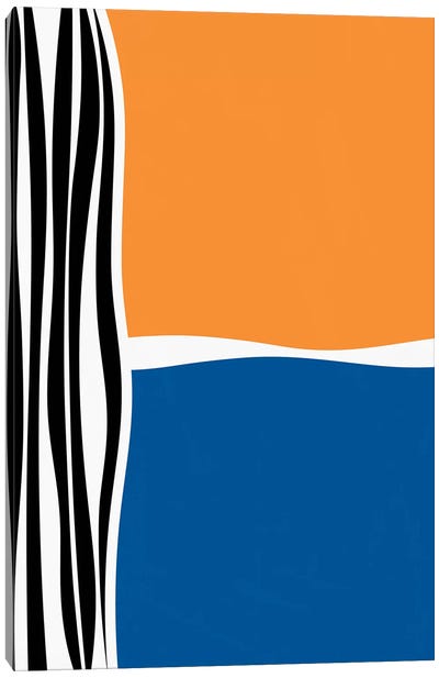 Irregular Shapes & Stripes - Orange & Blue Canvas Art Print - Alisa Galitsyna