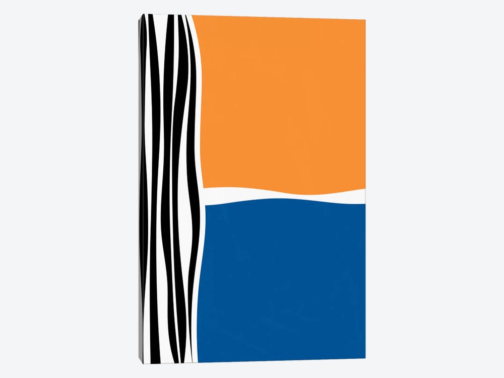 Irregular Shapes & Stripes - Orange & Blue by Alisa Galitsyna 1-piece Art Print