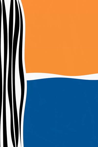 Minimalism: Irregular Shapes & Stripes - Orange & Blue by Alisa Galitsyna