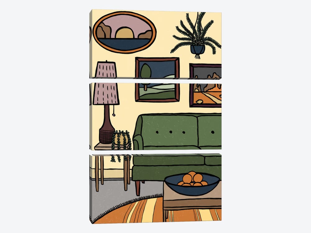 Living Room With Green Couch by Alisa Galitsyna 3-piece Art Print