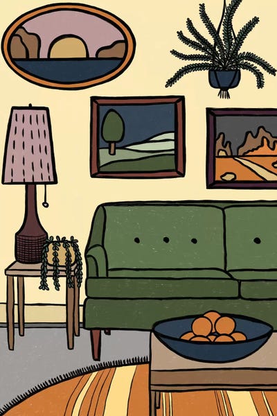 Alisa Galitsyna: Living Room With Green Couch by Alisa Galitsyna