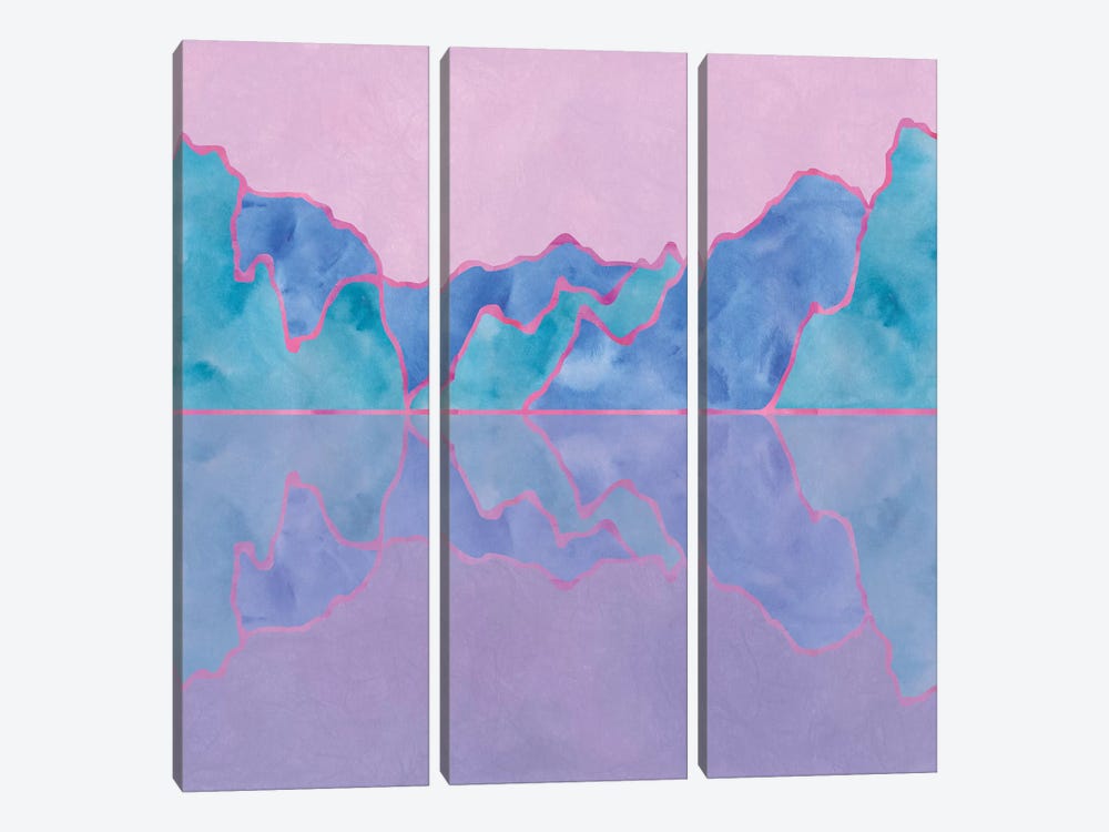 Mountain Reflection In Water - Pastel Palette by Alisa Galitsyna 3-piece Canvas Art Print