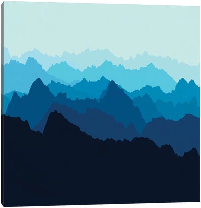Mountains In Blue Fog Canvas Art Print - Alisa Galitsyna
