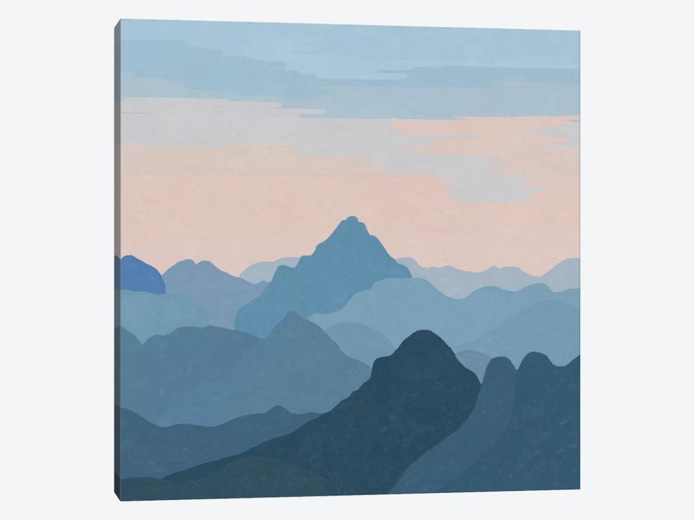 Pastel Sunset Over Blue Mountains by Alisa Galitsyna 1-piece Canvas Print