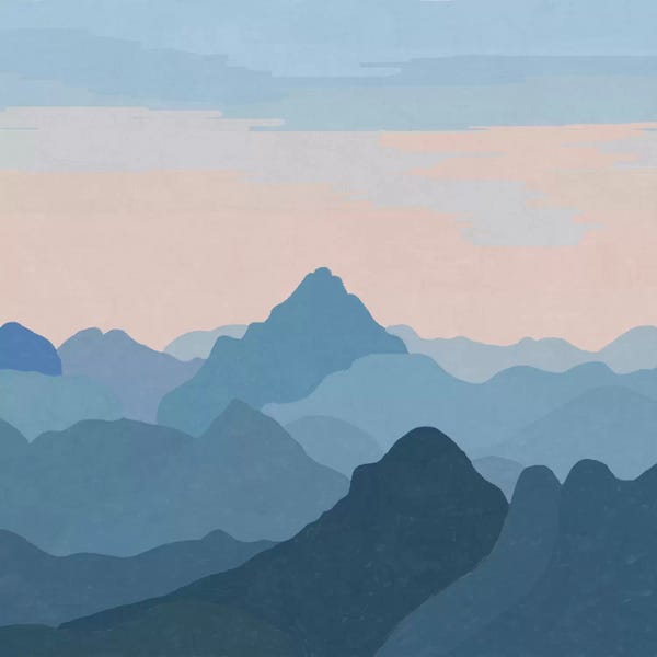 Alisa Galitsyna: Pastel Sunset Over Blue Mountains by Alisa Galitsyna