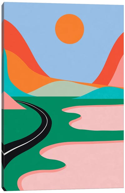 Pink Lakes Canvas Art Print - Patchwork Landscapes