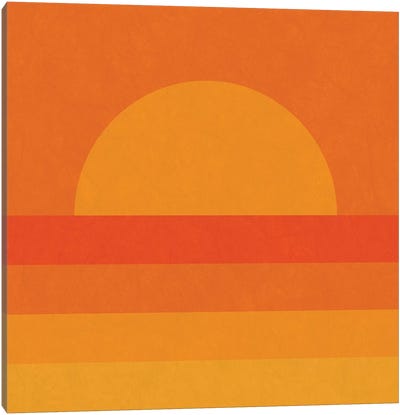 Retro Geometric Sunset Canvas Art Print - 70's Sunsets