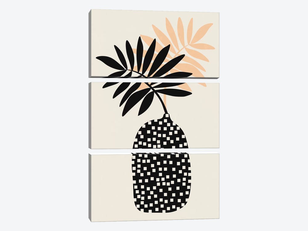 Still Life With Vase And Tropical Leaves by Alisa Galitsyna 3-piece Canvas Print