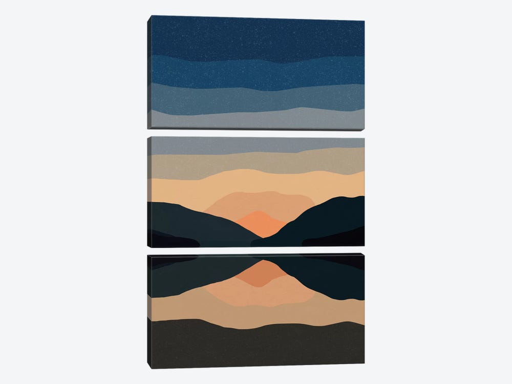 Sunset Mountain Reflection 3-piece Canvas Print