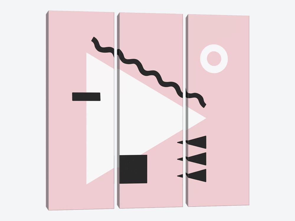 White Triangle & Pink Square by Alisa Galitsyna 3-piece Art Print