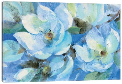 Blue Magnolias Canvas Art Print - Magnolia Art