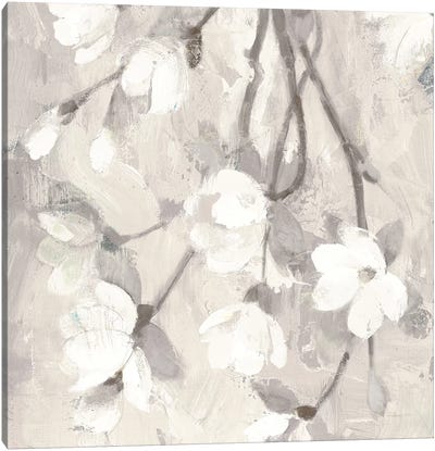 Magnolia Branch Flipped Cream Crop Canvas Art Print - Magnolia Art