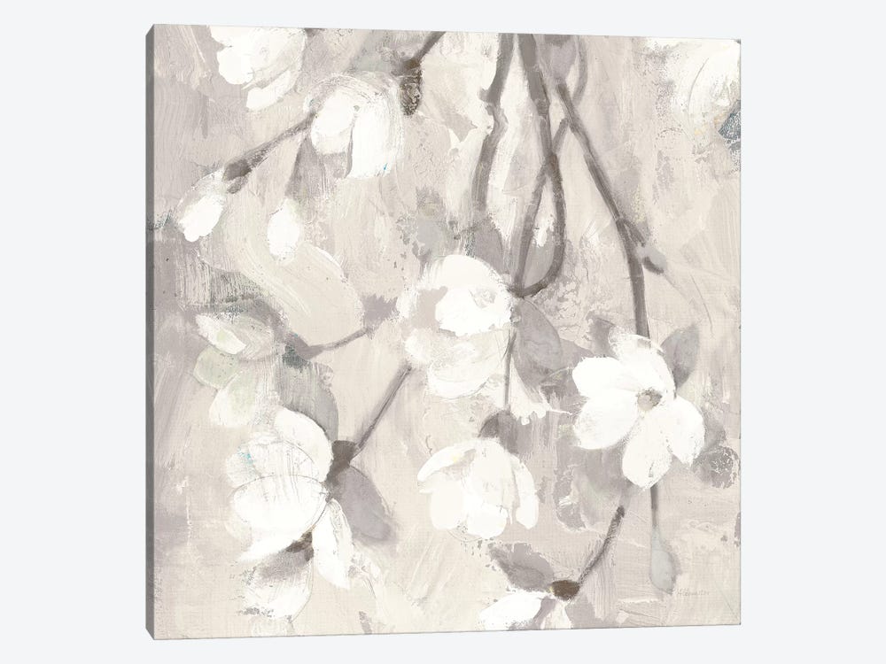 Magnolia Branch Flipped Cream Crop by Albena Hristova 1-piece Canvas Artwork