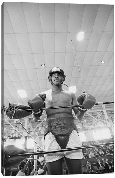 Muhammad Ali In Sparring Gear Canvas Art Print - Fitness Art