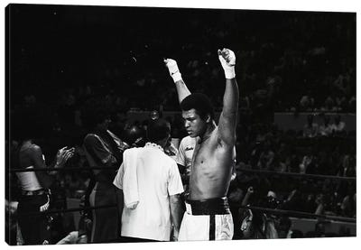 Muhammad Ali With Hands Raised Canvas Art Print - Gym Art