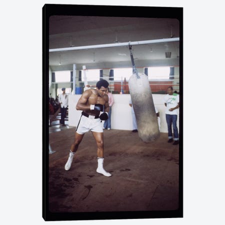 Punching Bag Work At Rumble In The Jungle™ Training Session Canvas Print #ALI73} by Muhammad Ali Enterprises Art Print