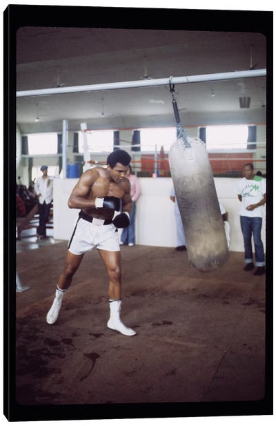Punching Bag Work At Rumble In The Jungle™ Training Session Canvas Art Print - Muhammad Ali