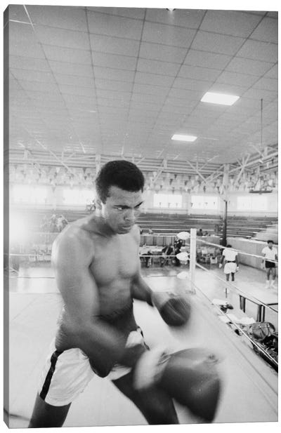 Blurred Motion View Of Muhammad Ali Sparring Canvas Art Print - Boxing Art