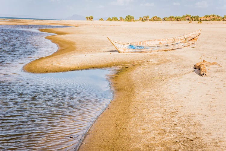 East Africa, Kenya. Omo River Basin, Lake Turkana Basin, west shore of Lake Turkana, Lobolo Camp beach.