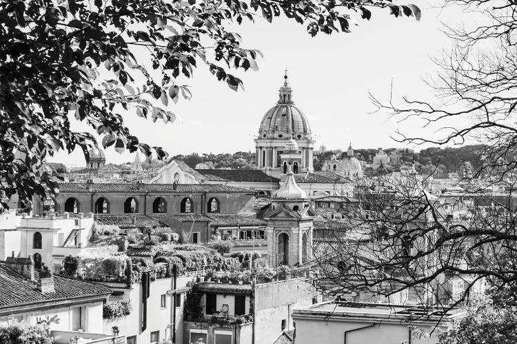 Italy, Rome. St Peter's dome from Viale della Trinita dei Monti.