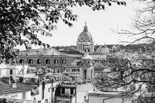 Italy, Rome. St Peter's dome from Viale della Trinita dei Monti.
