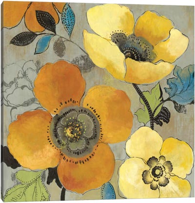 Yellow And Orange Poppies I Canvas Art Print - Allison Pearce
