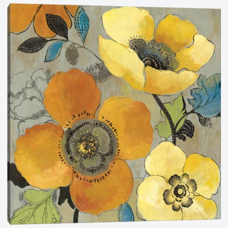 Yellow And Orange Poppies I Canvas Print #ALP229} by Allison Pearce Canvas Wall Art