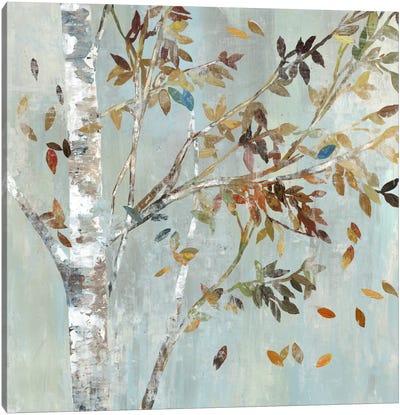 Birch With Leaves I Canvas Art Print - Modern Farmhouse Décor