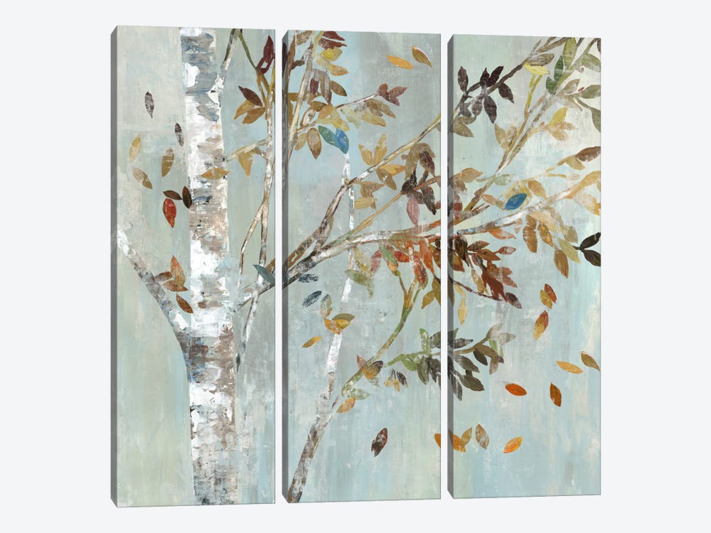 Birch With Leaves I by Allison Pearce 3-piece Canvas Wall Art