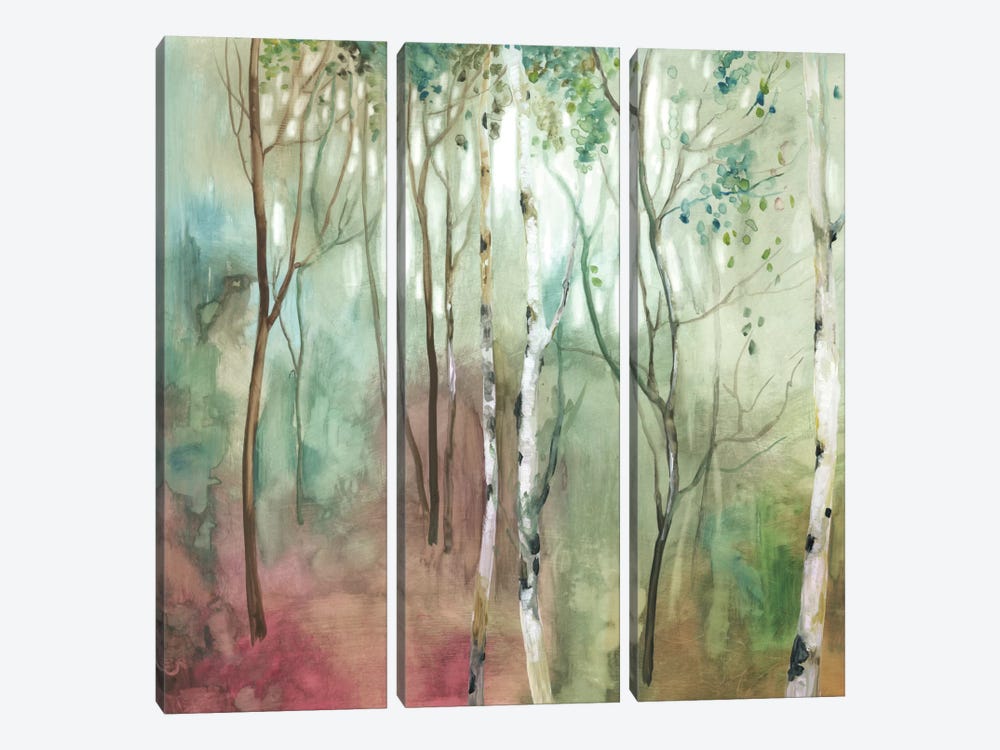 Birch In The Fog I by Allison Pearce 3-piece Canvas Print