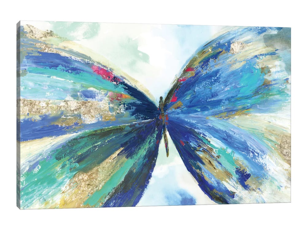 Blue Butterfly Canvas Wall Art Abstract Texture Painting White Butterfly  Picture Black Texture Poster Modern Butterfly Canvas Modern Texture Prints