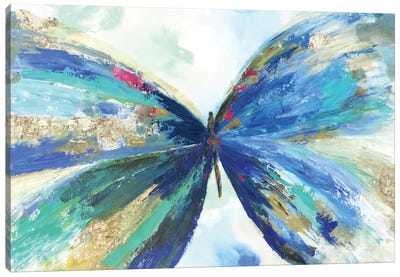 Blue Butterfly Canvas Art Print - Insect & Bug Art
