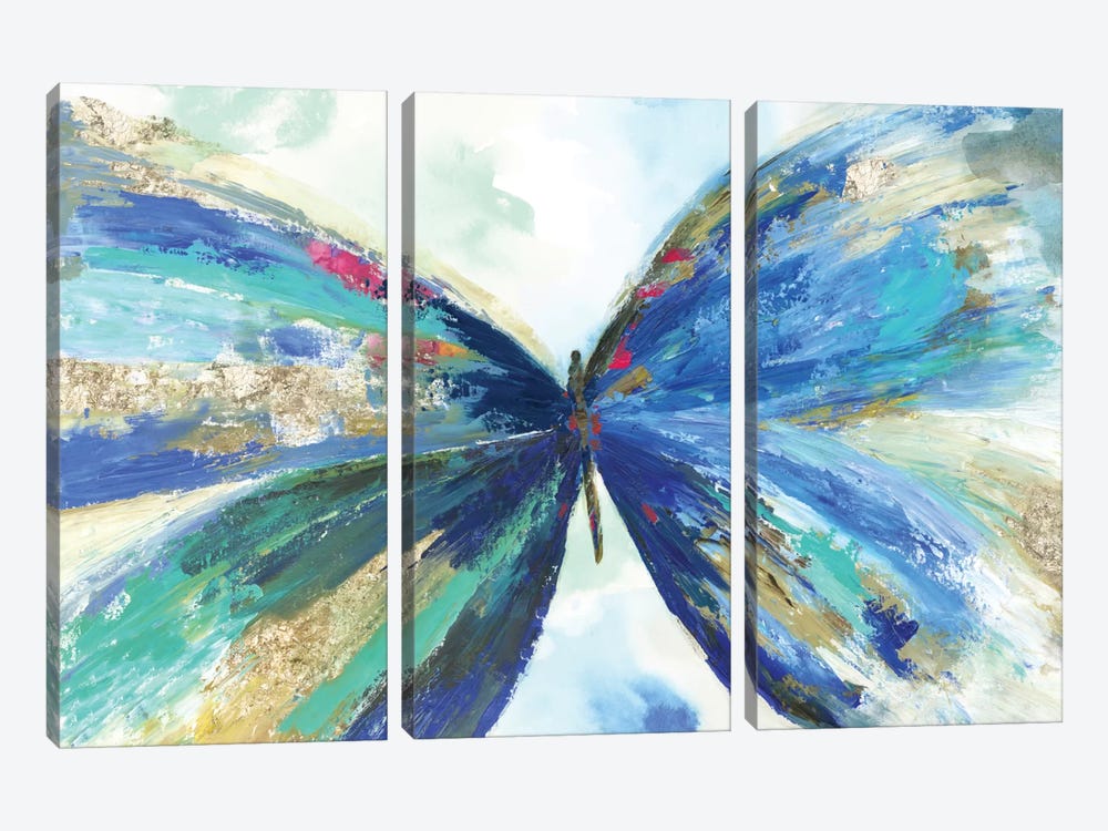 Blue Butterfly by Allison Pearce 3-piece Canvas Print