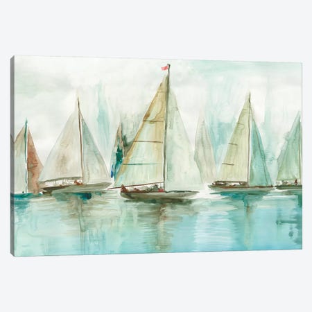 Blue Sailboats I  Canvas Print #ALP275} by Allison Pearce Canvas Wall Art