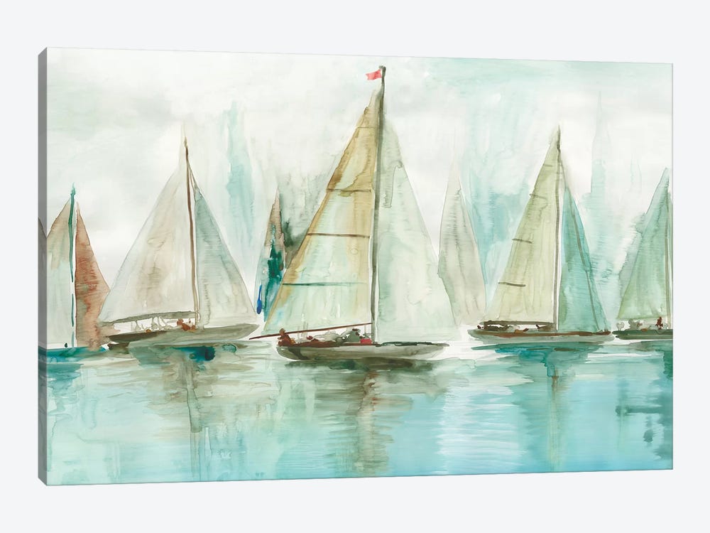 Blue Sailboats I  by Allison Pearce 1-piece Canvas Art Print