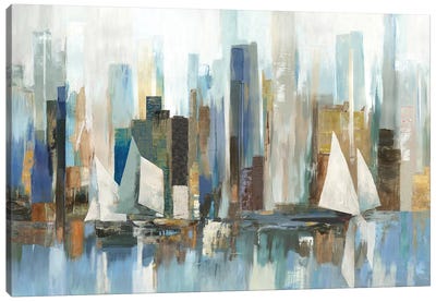 Boats By The Shoreline Canvas Art Print - Allison Pearce