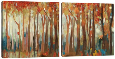 Marble Forest Diptych Canvas Art Print - Art Sets | Triptych & Diptych Wall Art