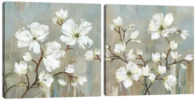 Sweetbay Magnolia Diptych Canvas Art Print - Home Staging Living Room