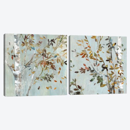 Birch With Leaves Diptych Canvas Print Set #ALP2HSET007} by Allison Pearce Canvas Art Print