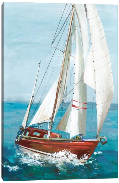 Single Sail II Canvas Art Print - Kids Transportation Art
